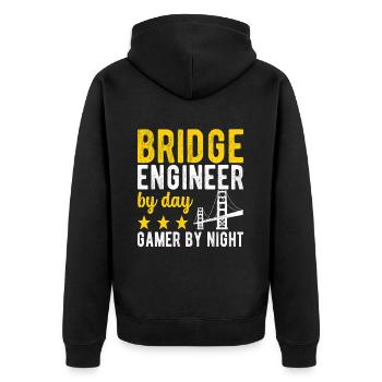 Bridge Engineer Bridge Construction - Unisex Premium Organic Zip Hoodie - black - Back - Nico (187cm)