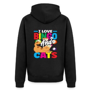 Les joueurs de bingo adorent les chats et le bingo - Veste à capuche bio Premium Unisexe - noir - Dos - Nico (187cm)