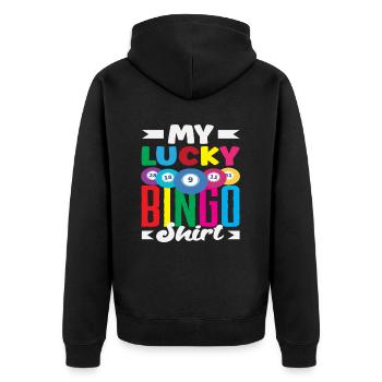 Bingo Mon Joueur de Porte-Bonheur - Veste à capuche bio Premium Unisexe - noir - Dos - Nico (187cm)