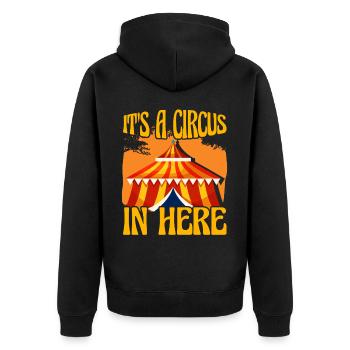 It's a Circus in here - Unisex Premium Organic Zip Hoodie - black - Back - Nico (187cm)