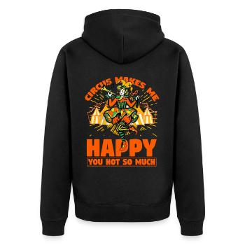 Zirkus macht mich glücklich, du nicht so sehr - Unisex Premium Bio Zip Hoodie - Schwarz - Hinten - Nico (187cm)