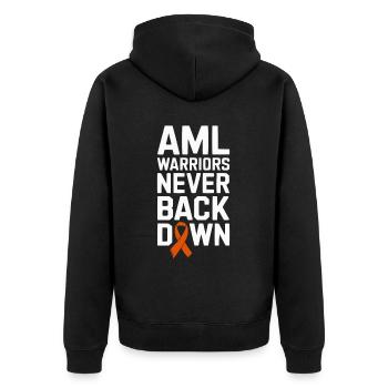 Orange Ribbon Bewusstsein für akute myeloische Leukämie - Unisex Premium Bio Zip Hoodie - Schwarz - Hinten - Nico (187cm)