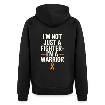 Orange Ribbon Acute Myeloid Leukemia Awareness - Unisex Premium Organic Zip Hoodie - black - Back - Nico (187cm)