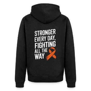 Orange Ribbon Acute Myeloid Leukemia Awareness - Unisex Premium Organic Zip Hoodie - black - Back - Nico (187cm)