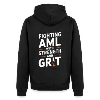 Orange Ribbon Acute Myeloid Leukemia Awareness - Unisex Premium Organic Zip Hoodie - black - Back - Nico (187cm)