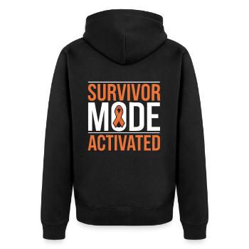 Orange Ribbon Acute Myeloid Leukemia Awareness - Unisex Premium Organic Zip Hoodie - black - Back - Nico (187cm)