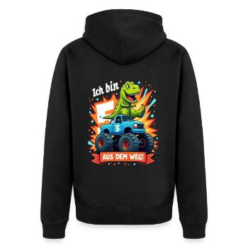 Dinosaurier 5. Geburtstag Monstertruck - Unisex Premium Bio Zip Hoodie - Schwarz - Hinten - Nico (187cm)