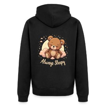 Cute Bear, Bear, Bear, Cute Sleep, Dreamer - Unisex Premium Organic Zip Hoodie - black - Back - Nico (187cm)