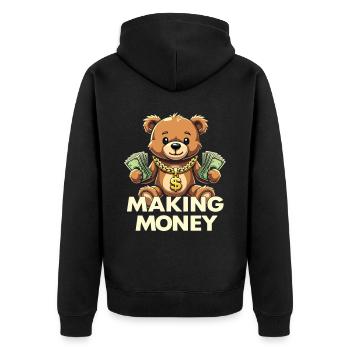 Making Money Money Bear Hustler Erfolgreiche - Unisex Premium Bio Zip Hoodie - Schwarz - Hinten - Nico (187cm)