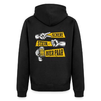 Schere Stein Bierpaar Bierliebhaber Biertrinker - Unisex Premium Bio Zip Hoodie - Schwarz - Hinten - Nico (187cm)