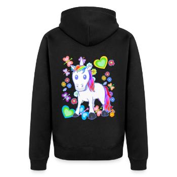 Licorne Licornes Enfants Enfant Cheval Chevaux - Veste à capuche bio Premium Unisexe - noir - Dos - Nico (187cm)