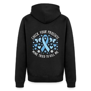 Vérifier votre cancer de la prostate - Veste à capuche bio Premium Unisexe - noir - Dos - Nico (187cm)
