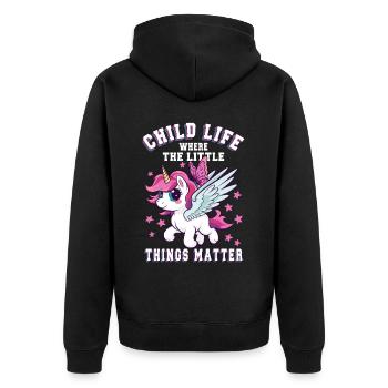 La vie des enfants des petites choses une pédiatrie - Veste à capuche bio Premium Unisexe - noir - Dos - Nico (187cm)