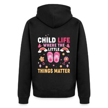 La vie des enfants des petites choses une pédiatrie - Veste à capuche bio Premium Unisexe - noir - Dos - Nico (187cm)