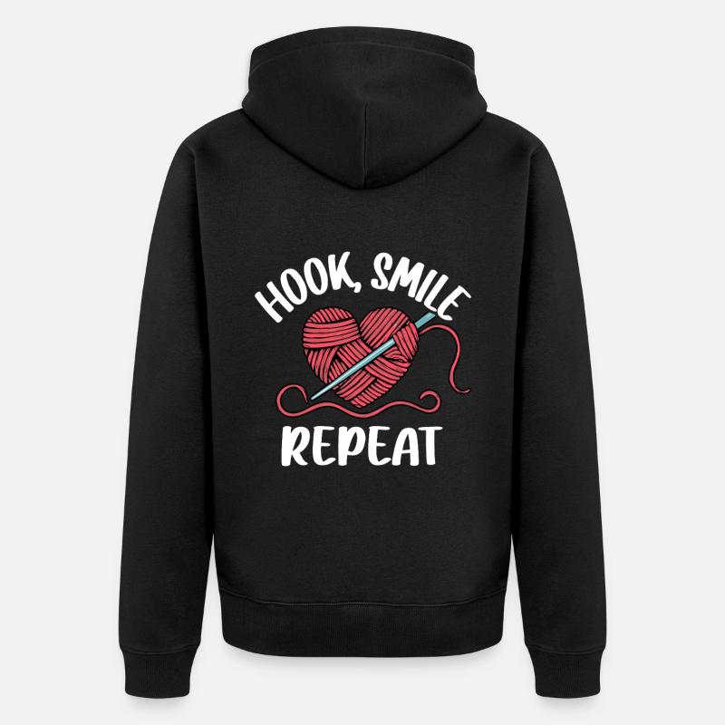 Häkeln - Unisex Premium Bio Zip Hoodie - Schwarz