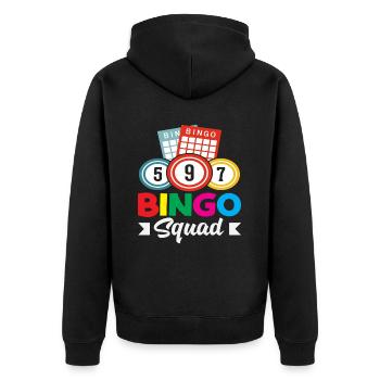 Bingo Squad pour les vrais joueurs de bingo - Veste à capuche bio Premium Unisexe - noir - Dos - Nico (187cm)