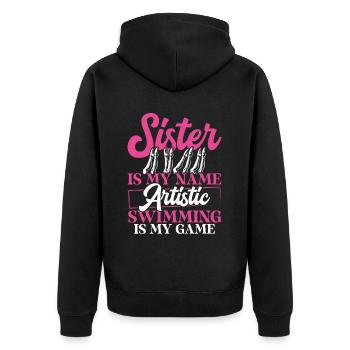 Synchronschwimmen Synchro Schwimmer - Unisex Premium Bio Zip Hoodie - Schwarz - Hinten - Nico (187cm)