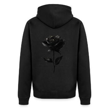 Schwarze Rose - Unisex Premium Bio Zip Hoodie - Schwarz - Hinten - Nico (187cm)