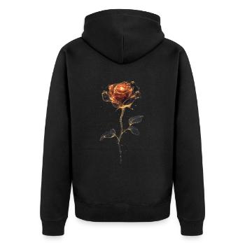 Rote Rose - Unisex Premium Bio Zip Hoodie - Schwarz - Hinten - Nico (187cm)