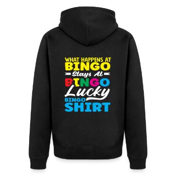 Joueurs de bingo Que se passe-t-il au bingo ? - Veste à capuche bio Premium Unisexe - noir - Dos - Nico (187cm)