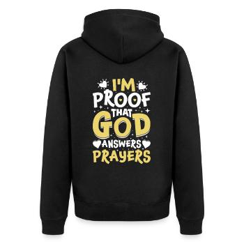 God Jesus Pastor Chrstian - Unisex Premium Organic Zip Hoodie - black - Back - Nico (187cm)