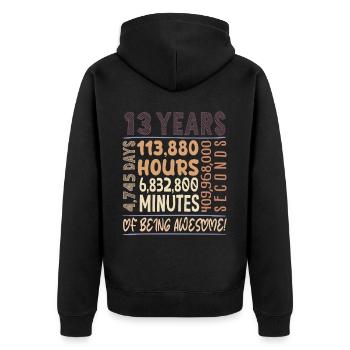 13 years old! Birthday Gift 13th Birthday - Unisex Premium Organic Zip Hoodie - black - Back - Nico (187cm)