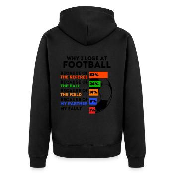 Lustiger Fußball Spruch Fußballspieler - Unisex Premium Bio Zip Hoodie - Schwarz - Hinten - Nico (187cm)