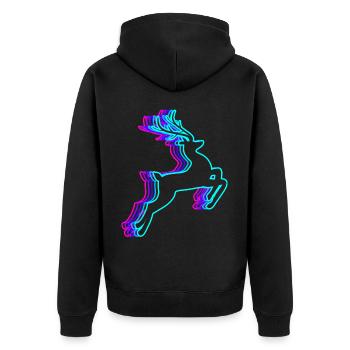 Retro Reindeer Christmas Santa Claus Vaporwave - Unisex Premium Organic Zip Hoodie - black - Back - Nico (187cm)