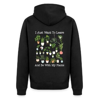 Plant Lover Gardening I Just Want - Unisex Premium Bio Zip Hoodie - Schwarz - Hinten - Nico (187cm)