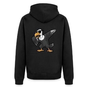 Geier - Unisex Premium Bio Zip Hoodie - Schwarz - Hinten - Nico (187cm)