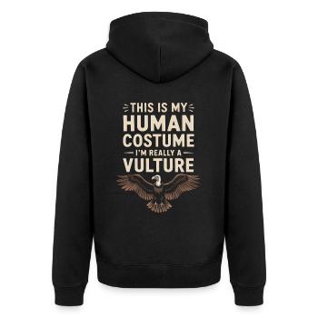 Geier - Unisex Premium Bio Zip Hoodie - Schwarz - Hinten - Nico (187cm)