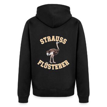 Strauss Whisperer – Your Style for Animal Lovers - Unisex Premium Organic Zip Hoodie - black - Back - Nico (187cm)