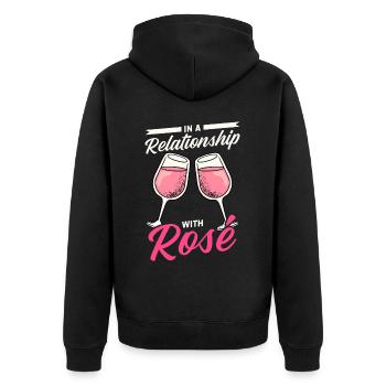 Wein Rosé - Unisex Premium Bio Zip Hoodie - Schwarz - Hinten - Nico (187cm)