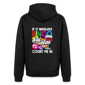Bingo Spieler Wenn Bingo Und Wein Im Spiel Sind - Unisex Premium Bio Zip Hoodie - Schwarz - Hinten - Nico (187cm)