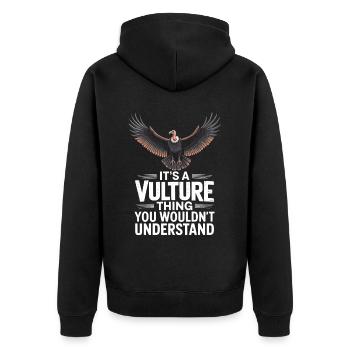 Geier - Unisex Premium Bio Zip Hoodie - Schwarz - Hinten - Nico (187cm)