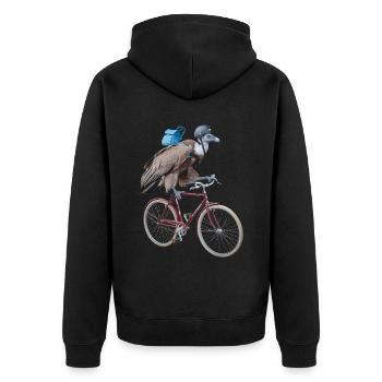 Geier - Unisex Premium Bio Zip Hoodie - Schwarz - Hinten - Nico (187cm)
