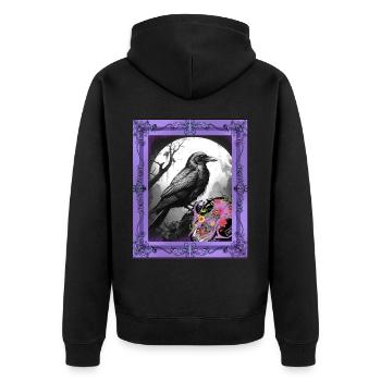 Halloween Raven Raven Crow Crow - Unisex Premium Organic Zip Hoodie - black - Back - Nico (187cm)