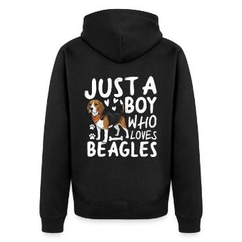Just A Boy Who Loves Beagles - Unisex Premium Bio Zip Hoodie - Schwarz - Hinten - Nico (187cm)