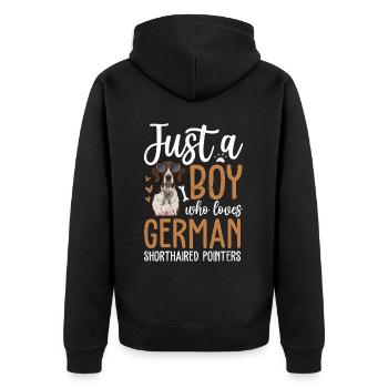 Just A Boy Who Loves German Shorthaired Pointers - Unisex Premium Bio Zip Hoodie - Schwarz - Hinten - Nico (187cm)