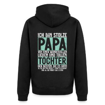 Papa Tochter Vatertag Vaterschaft Elternteil - Unisex Premium Bio Zip Hoodie - Schwarz - Hinten - Nico (187cm)