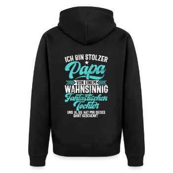 Papa Tochter Vatertag Vaterschaft Elternteil - Unisex Premium Bio Zip Hoodie - Schwarz - Hinten - Nico (187cm)