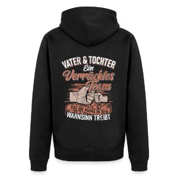 Papa Tochter Vatertag Vaterschaft Elternteil - Unisex Premium Bio Zip Hoodie - Schwarz - Hinten - Nico (187cm)
