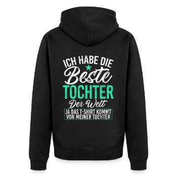 Papa Tochter Vatertag Vaterschaft Elternteil - Unisex Premium Bio Zip Hoodie - Schwarz - Hinten - Nico (187cm)