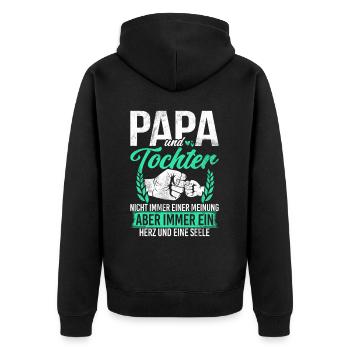 Papa Tochter Vatertag Vaterschaft Elternteil - Unisex Premium Bio Zip Hoodie - Schwarz - Hinten - Nico (187cm)