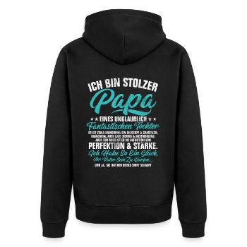 Papa Tochter Vatertag Vaterschaft Elternteil - Unisex Premium Bio Zip Hoodie - Schwarz - Hinten - Nico (187cm)