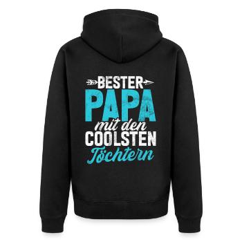 Papa Tochter Vatertag Vaterschaft Elternteil - Unisex Premium Bio Zip Hoodie - Schwarz - Hinten - Nico (187cm)