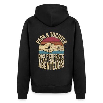 Papa Tochter Vatertag Vaterschaft Elternteil - Unisex Premium Bio Zip Hoodie - Schwarz - Hinten - Nico (187cm)