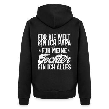 Papa Tochter Vatertag Vaterschaft Elternteil - Unisex Premium Bio Zip Hoodie - Schwarz - Hinten - Nico (187cm)