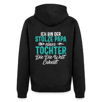 Papa Tochter Vatertag Vaterschaft Elternteil - Unisex Premium Bio Zip Hoodie - Schwarz - Hinten - Nico (187cm)