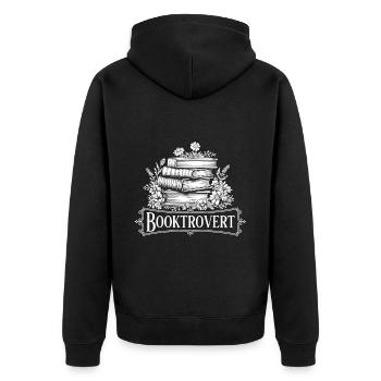 Booktrovert Book Reading - Unisex Premium Organic Zip Hoodie - black - Back - Nico (187cm)